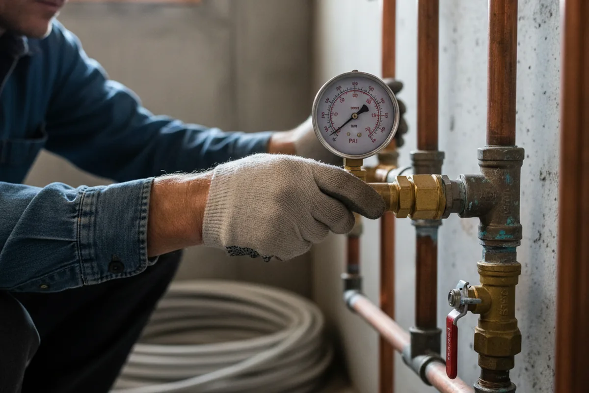 Pressure testing a repaired line during Water Line Repair in Scottsdale